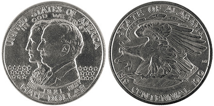 1921 Alabama Centennial Half Dollar 1921 Alabama Silver Half Dollar
